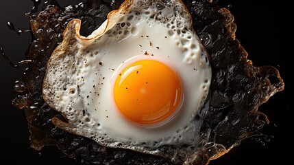 Poster - One fried egg on white plate isolated on white background, 