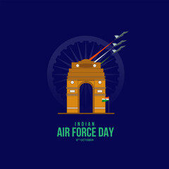 Wall Mural - Indian Air Force Day, Air Force Day creative banner poster logo background web social media design vector illustration isolated.