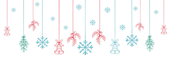 Wall Mural - christmas tree decoration, christmas vector , christmas ball line art style illustration