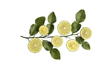 Wall Mural - herbal vegetable kaffir lime slice local of asia arrangement flat lay style