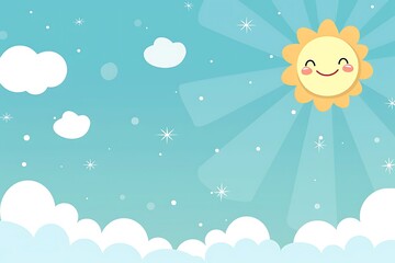 Wall Mural - there is a cartoon sun that is in the sky with clouds