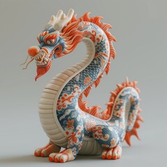 Wall Mural - there is a dragon statue that is sitting on a table