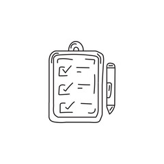 Poster - Hand-drawn checklist with pen on a clipboard, isolated on white background.  Concept of to-do list,  task management,  productivity,  organization and goal setting.