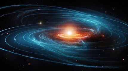 Wall Mural - A stunning cosmic swirl of blue and orange light, creating a mesmerizing and ethereal galaxy.