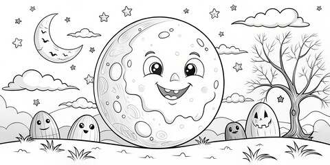 Wall Mural - Haunting moon coloring pages