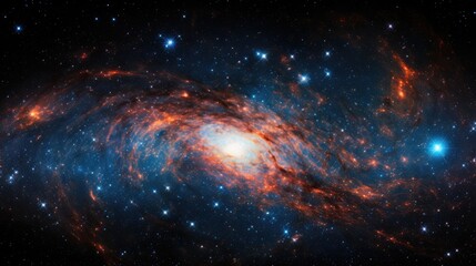 Wall Mural - a stunning view of a distant galaxy with swirling clouds of gas and dust. the colors are vibrant and