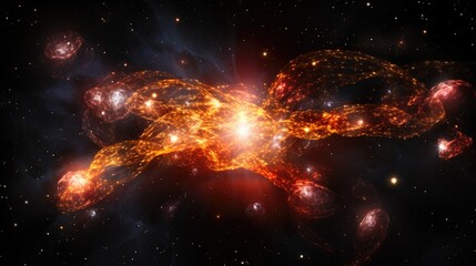 Wall Mural - a vibrant nebula bursts with color and light, illuminating the vast expanse of space with its fiery 