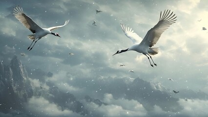 flying cranes hd bird, seagull, sky, flying, gull, flight, fly, sea, blue, nature, animal, freedom, 