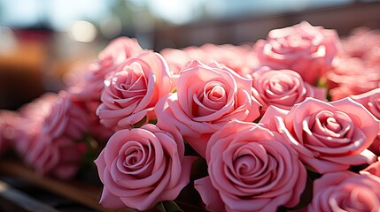 Sticker - pink roses HD 8K wallpaper Stock Photographic Image  