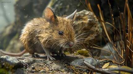 Canvas Print - Close-up Portrait of a Mouse in Nature