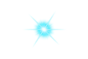 Wall Mural - blue light star effect shine glow. lens flare. flash light. starlight sparkle. light effect png