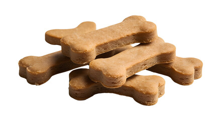 Wall Mural - Dog bone shaped biscuits or dog treats isolated on transparent background PNG. Animal food png.