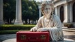 © Анастасия Макевич - antique statue with suitcase
