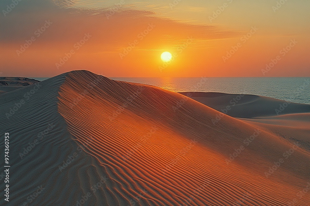 Patterns in the sand dunes under a setting sun Stock Photo | Adobe Stock
