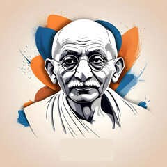 Happy Gandhi Jayanti celebration with colorful abstract background ai generative