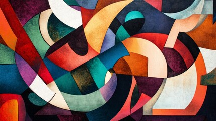 Poster - Asymmetrical shapes and vibrant patterns create a striking visual interaction in an abstract composition