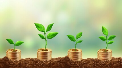 Wall Mural - Growing Wealth: Financial Growth and Investment Concept in Vector Style