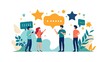 © Erna yuliyanti - People Discussing Feedback with Stars and Chat Bubbles