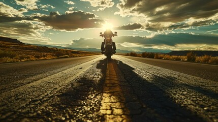 Sticker - Motorcycle on an open road at Sunset