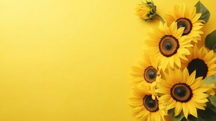 Sunflowers on Yellow Background