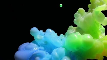 Poster - Colorful bubbles in motion against a dark background.