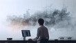 © shiro - デスクに向かいコンピュータのモニターを見つめデジタルの世界に集中する男性