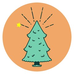 Poster - icon of a tattoo style pine tree