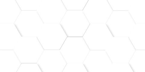 Wall Mural - Vector abstract 3d white hexagon realistic mesh cell honeycomb texture. geometric white grid emboss hexagonal background. luxury emboss honeycomb white pattern shadow polygonal square web connection.