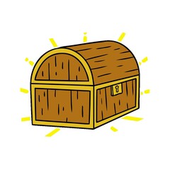 Poster - hand drawn cartoon doodle of a treasure chest