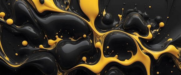 Wall Mural - abstract liquid black and yellow color combination background