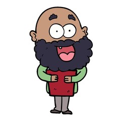 Poster - cartoon crazy happy man with beard and book