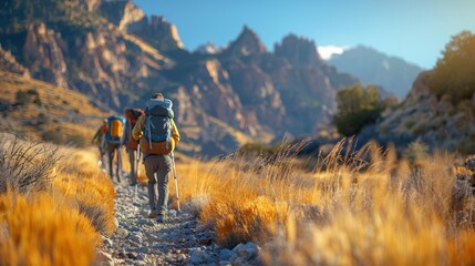 A travel adventure on a mountain trail.