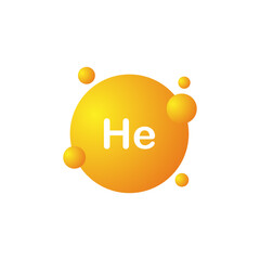 Wall Mural - Helium molecule icon. Molecule of Helium. He element. Chemistry and scientific research concept