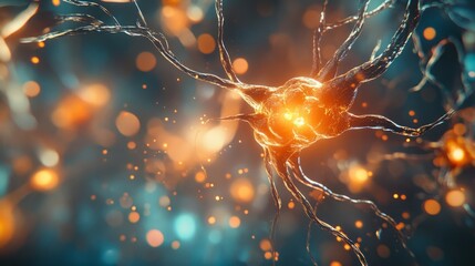 Poster - Neural connection, bright lights, synapses