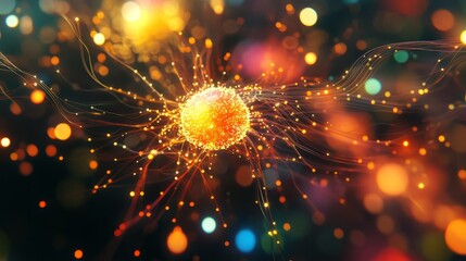 Poster - Neural connection, bright lights, synapses