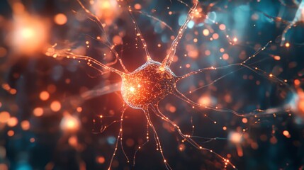 Poster - Neural connection, bright lights, synapses