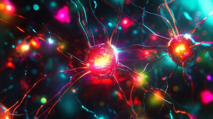 Poster - neural connection, bright lights, synapses