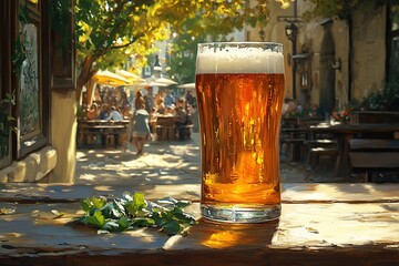 Shandy in a sunlit Bavarian beer garden