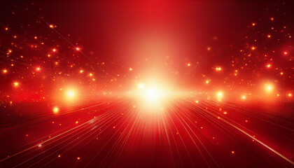 Wall Mural - red energy and particles moving futuristic technology background