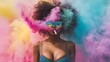 © NK - Woman with cigarette and colorful smoke and sunglasses, vibrant art. expression and creativity concept