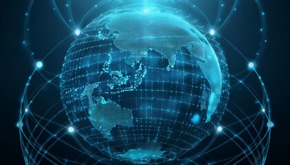 Abstract digital globe with global network connections