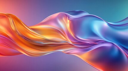 Wall Mural - Holographic liquid metal, neon color gradient, abstract art