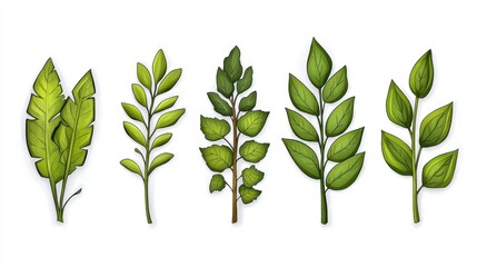 Collection of Different Types of Green Leaves