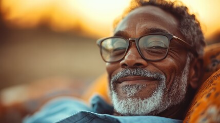 A serene moment of a person lying on an outdoor sofa, with the mellow sunlight casting a warm glow, encapsulating relaxation and peacefulness in a natural setting.