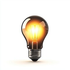Poster - A glowing light bulb in a dark setting, spotlight effect, isolated on white background