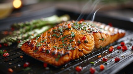 Poster - Grilled Salmon with Asparagus and Spices