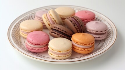 Wall Mural - Assortment of Colorful Macarons on a White Plate