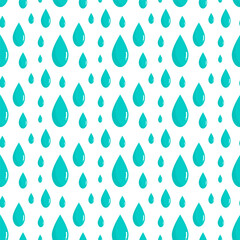 Wall Mural - water drops seamless pattern.aqua repeat pattern isolated on white.vector graphic illustration backg