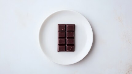 Delectable Dark Chocolate Bar on a Minimalist White Plate