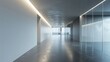 ©  Abyss Photo - Contemporary office corridor with empty illuminated wall for 3D mockup rendering. Concept Office Corridor, Mockup Rendering, Contemporary Design, Illuminated Wall, Empty Space